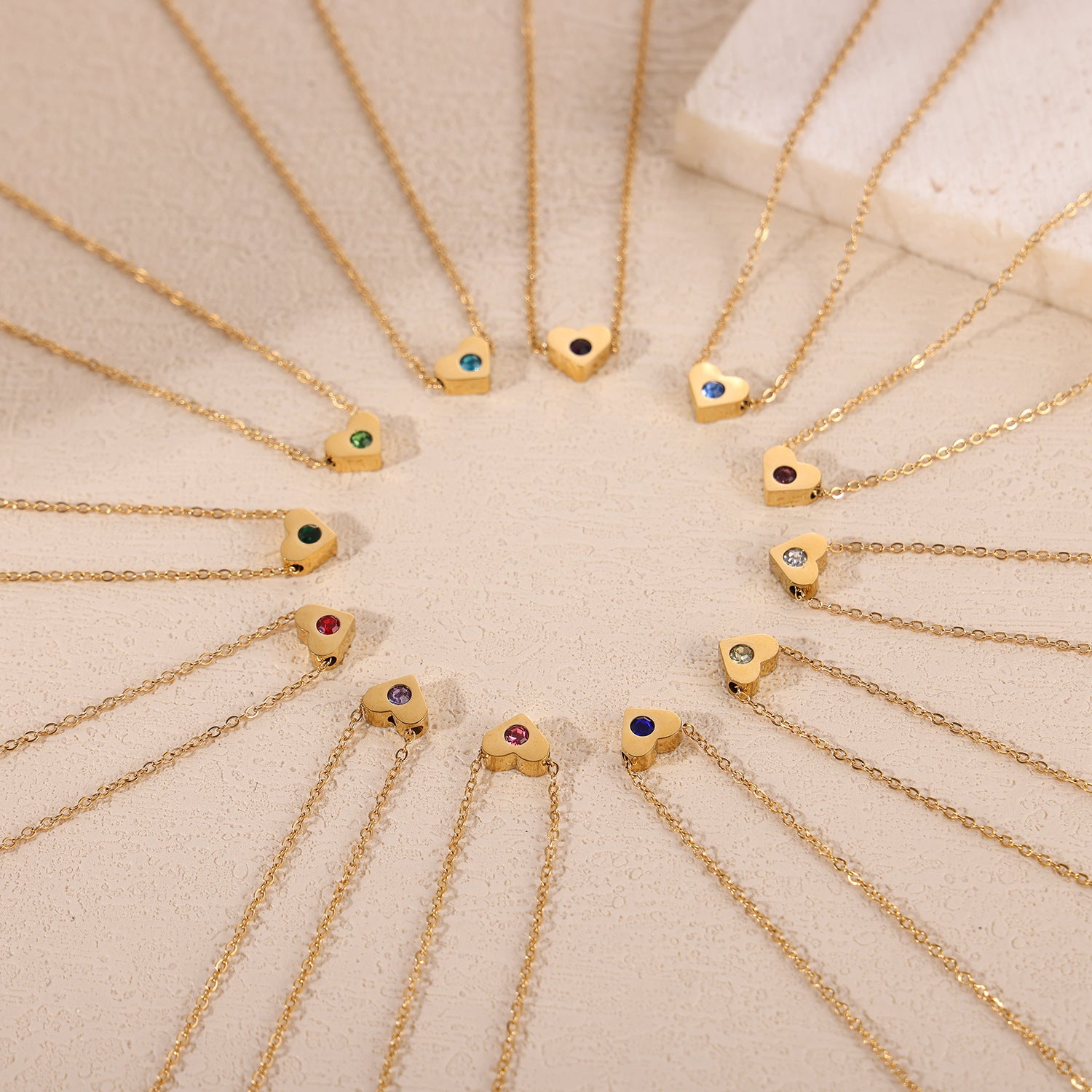 Wholesale Heart DIY stainless steel December birthstone set peach heart pendant