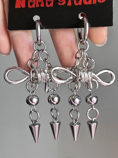 Wholesale Stainless steel Handmade Dark Geometry Retro Totem Spiked Thorns Punk Gothic Earrings
