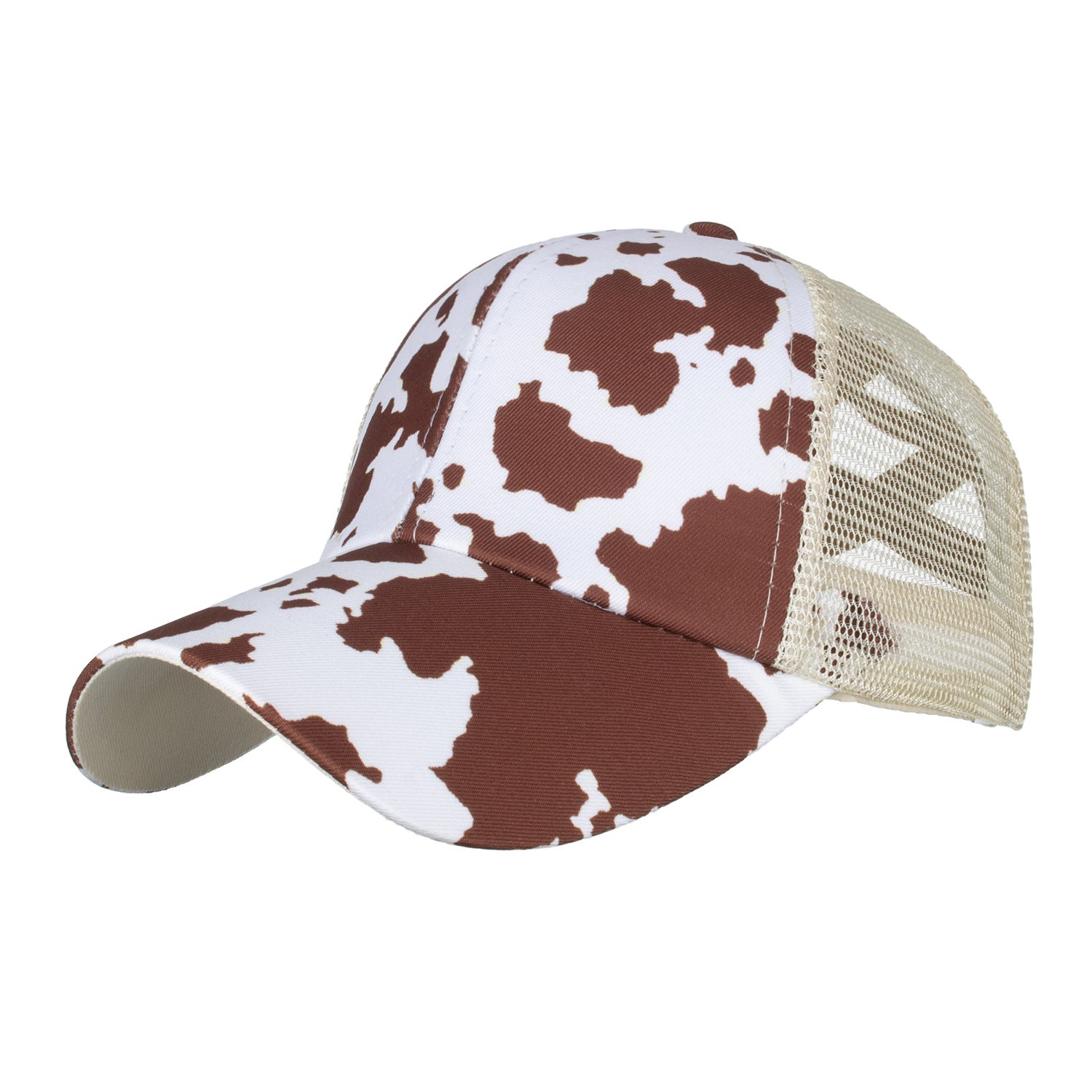 Wholesale Cow Print Baseball Cap Stylish Women S Ponytail Cap With Elastic Mesh Chic Fashion Accessory For Gift Boutique Resale