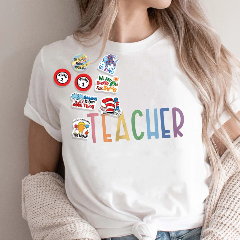 Wholesale Summer vacation children's teacher reading fun name brooch