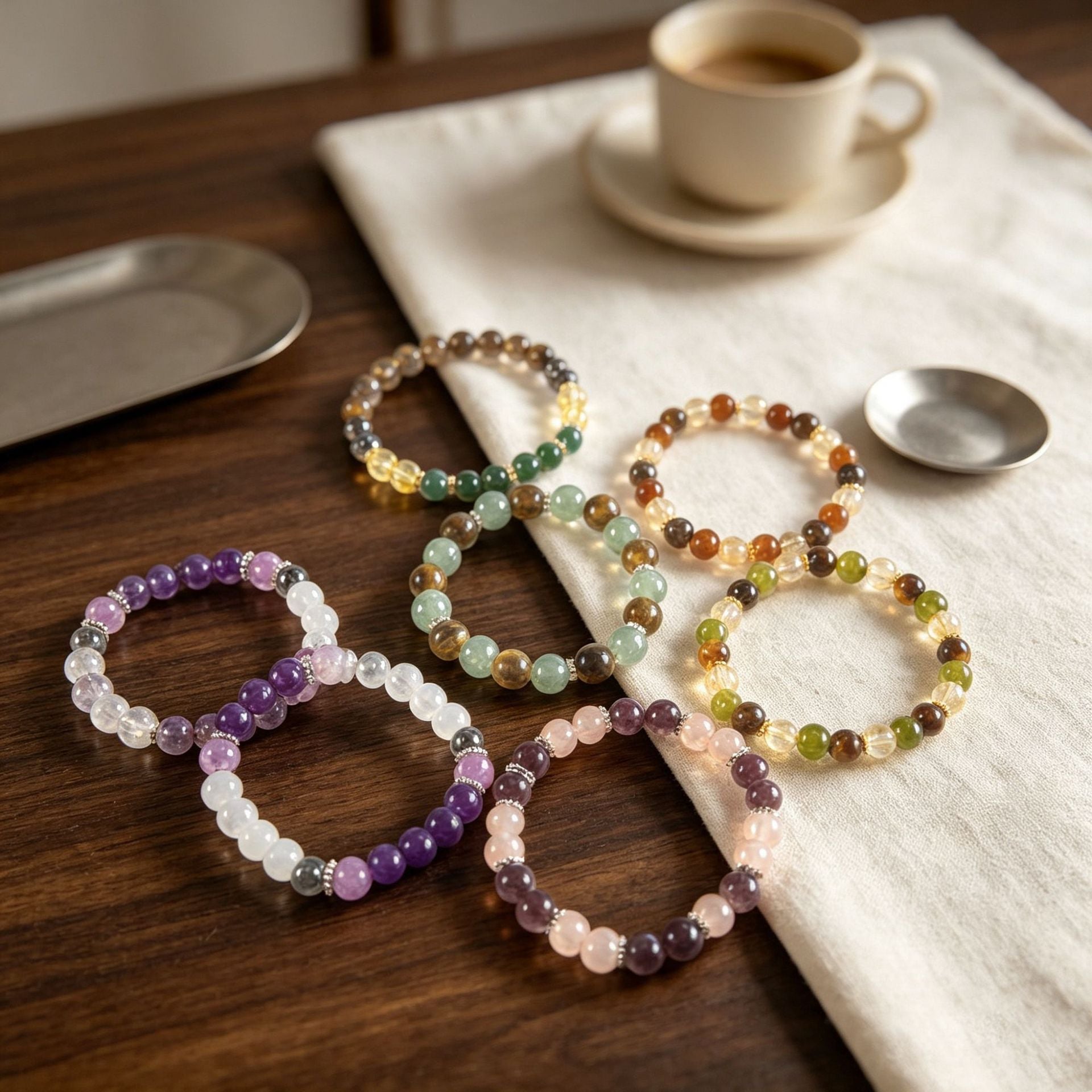 Wholesale Natural Stone Crystal Beaded Bracelet Geometric Design Unisex Fashion Jewelry Accessory