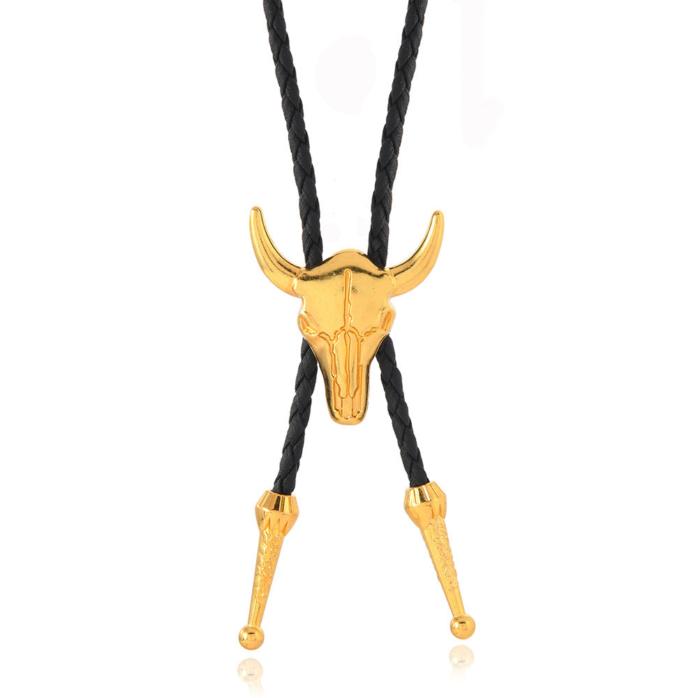 Wholesale Bull head collar rope gold style accessories western cowboy necklace