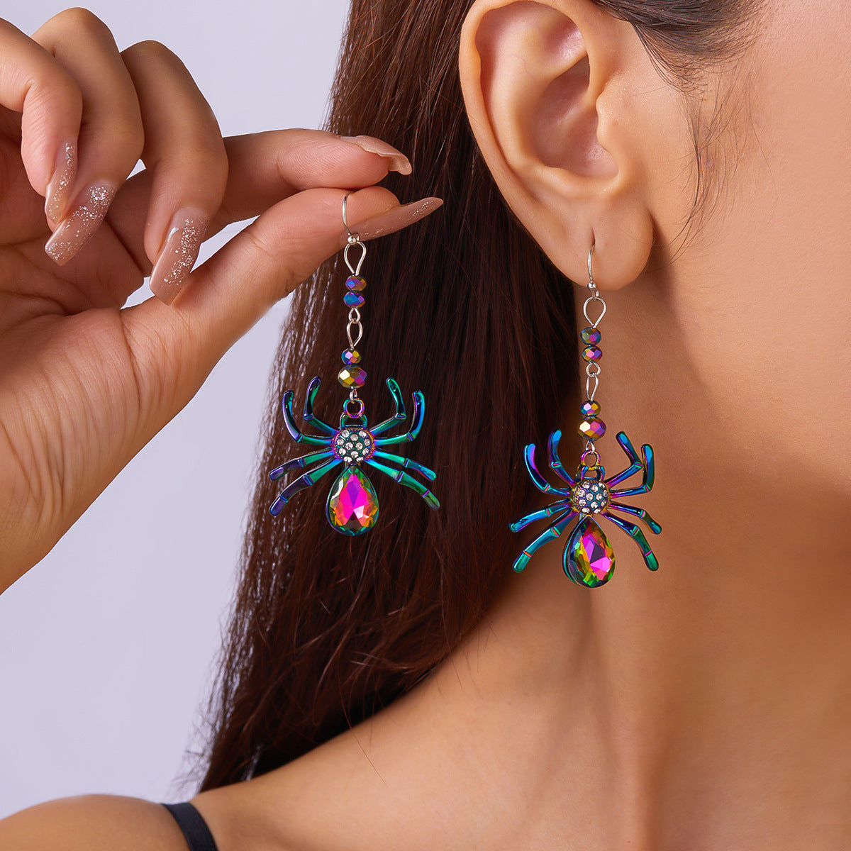 Wholesale Halloween Colorful Spider Earrings ACC-ES-FanYou001