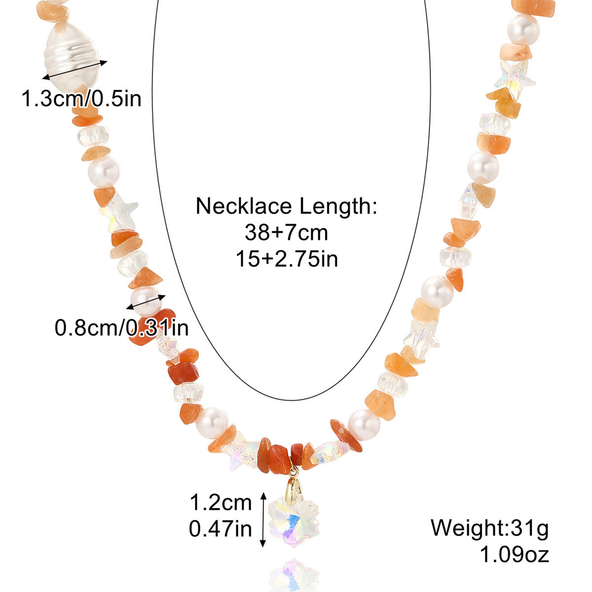 Wholesale  Necklace Bohemian Style Colorful Gravel Ins Necklace Women' s Natural Stone Beaded Necklace