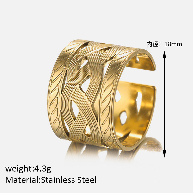 Wholesale Stainless Steel  Retro Pure Metal Braided Oil  Ring