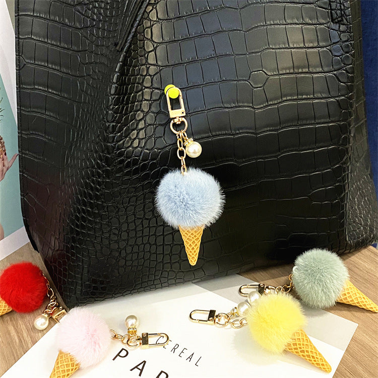 Wholesale Cartoon Pearl Ice Cream Plush Keychain ACC-KC-KaiYue012