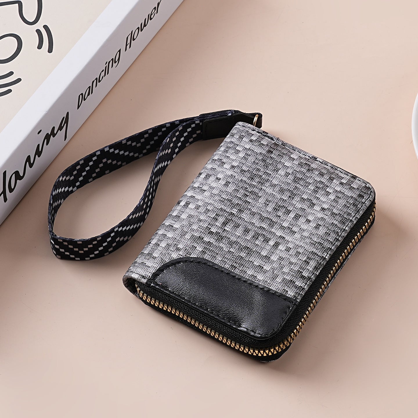 Wholesale Color Blocking PU Zip Wallet Stylish Card Case Coin Purse Unisex Gift Boutique Resale