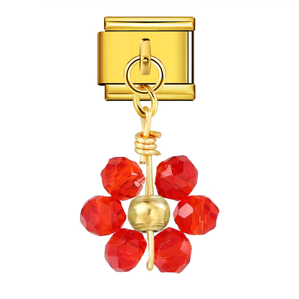 Wholesale Italian Charm Bracelet 9mm DIY Crystal Bead Flower  Creative Stainless Steel Composable Bracelet