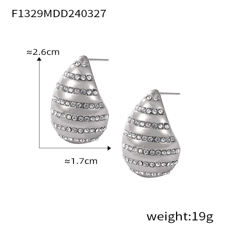 Wholesale Gold-plated Titanium Steel Drop-shaped Earrings Vintage Earrings ACC-ES-OMK001