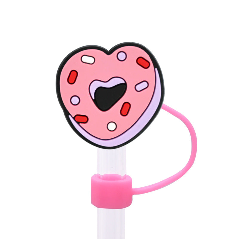 Wholesale Random 100pcs Valentine's Day Series 8/10mm PVC Soft Straw Tube Cap