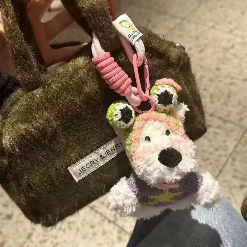 Wholesale Cute Flower  Puppy Plush Keychain