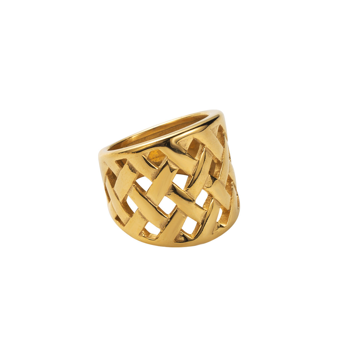 Wholesale stainless steel exaggerated ball cross Garland ring 18K gold  irregularRing