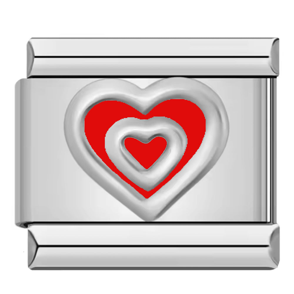 Wholesale  Italian modularHeart-shaped colorful oil-drop bracelet