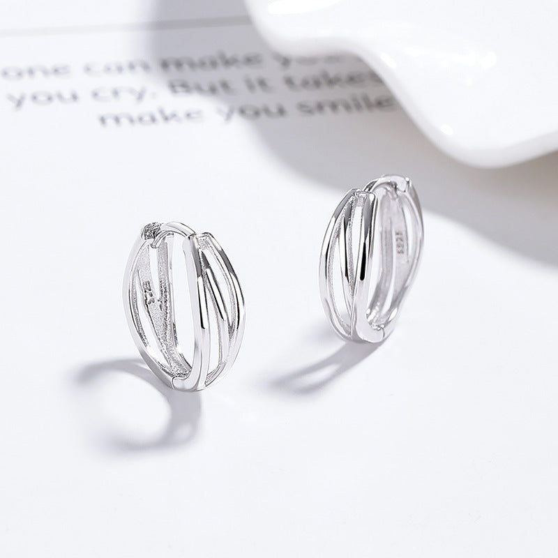 Wholesale S925 Sterling Silver Hollow-out Line Earrings