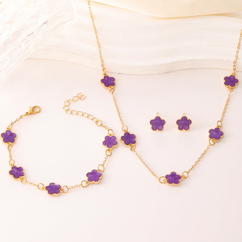 Wholesale Clover Necklace Bracelet Earrings 3-piece Sets ACC-NE-ChaoKai011