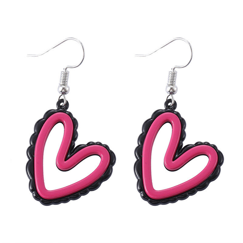 Wholesale Acrylic Black Pink Love Earrings