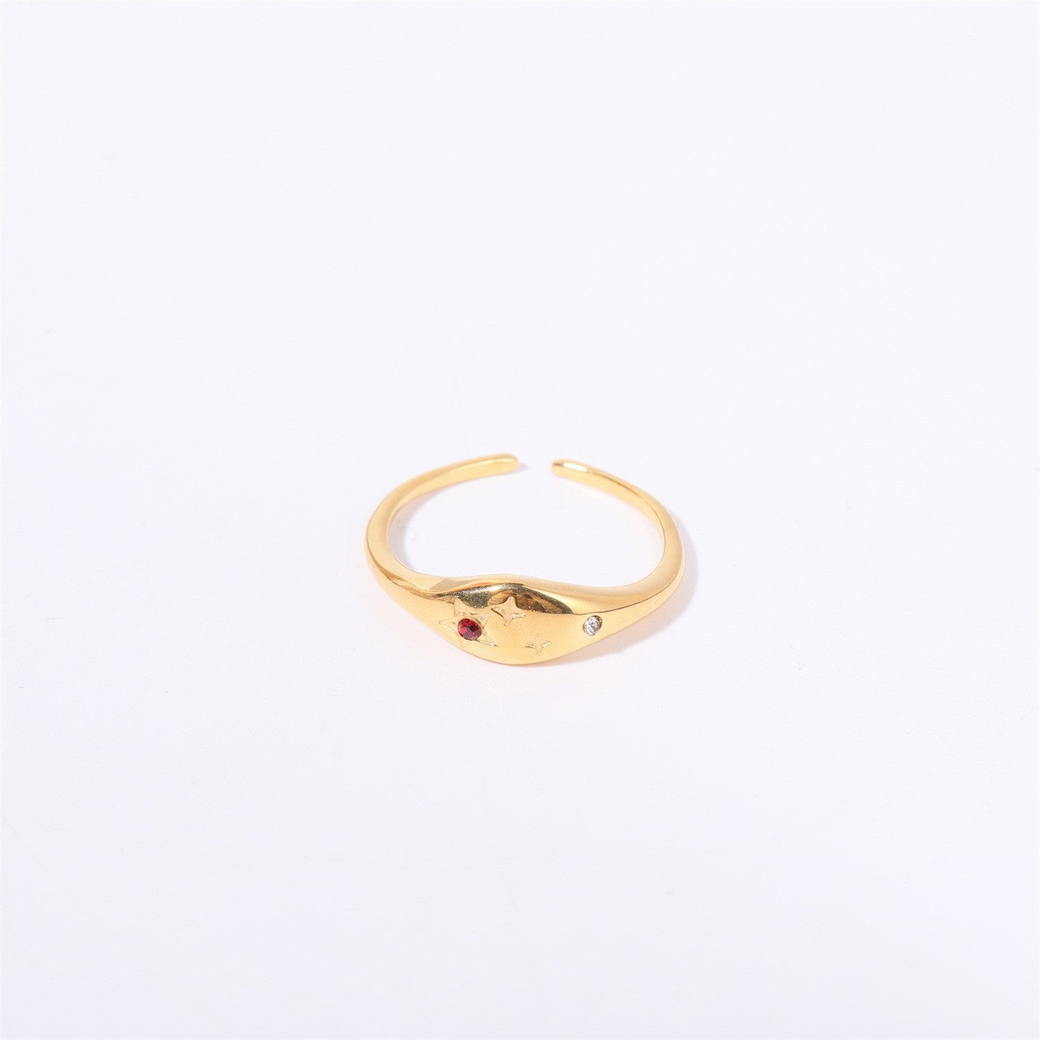 Wholesale 18k Gold Plated Star Zircon Titanium Steel Zodiac Sign Ring