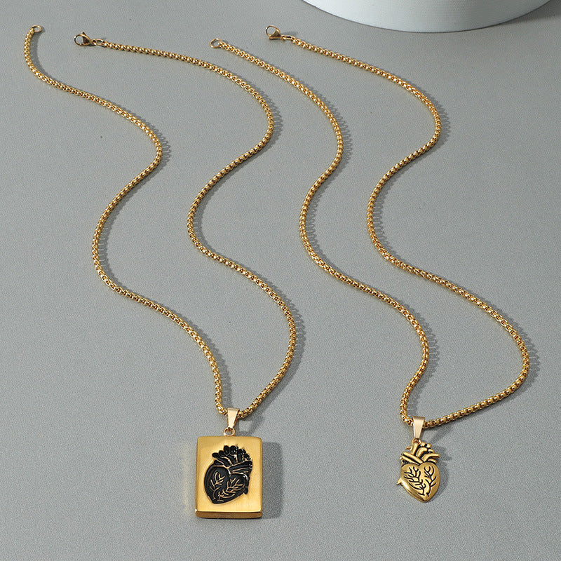 Wholesale  Creative Heart  Pendant Gold and Silver Necklace
