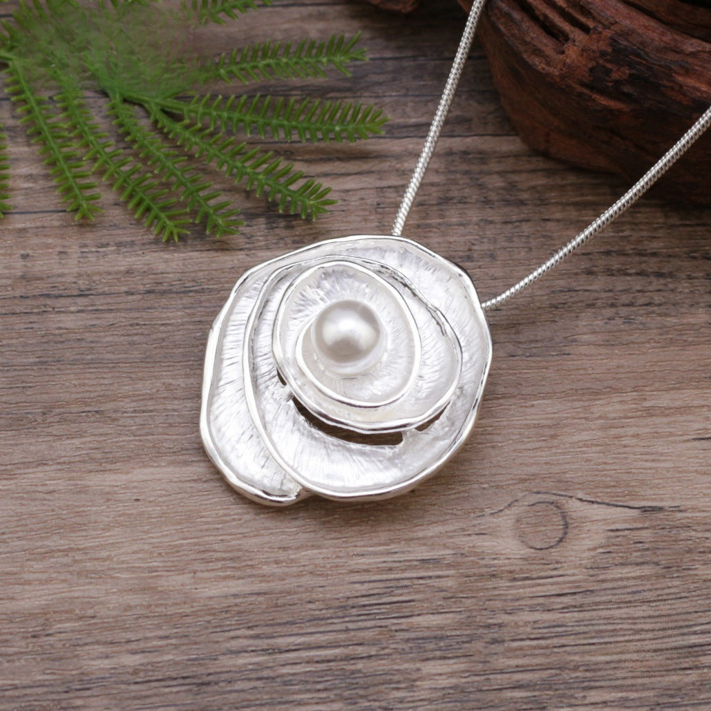 Wholesale  Rose Flower Necklace Colorful Painted Pearl Jewelry Accessory