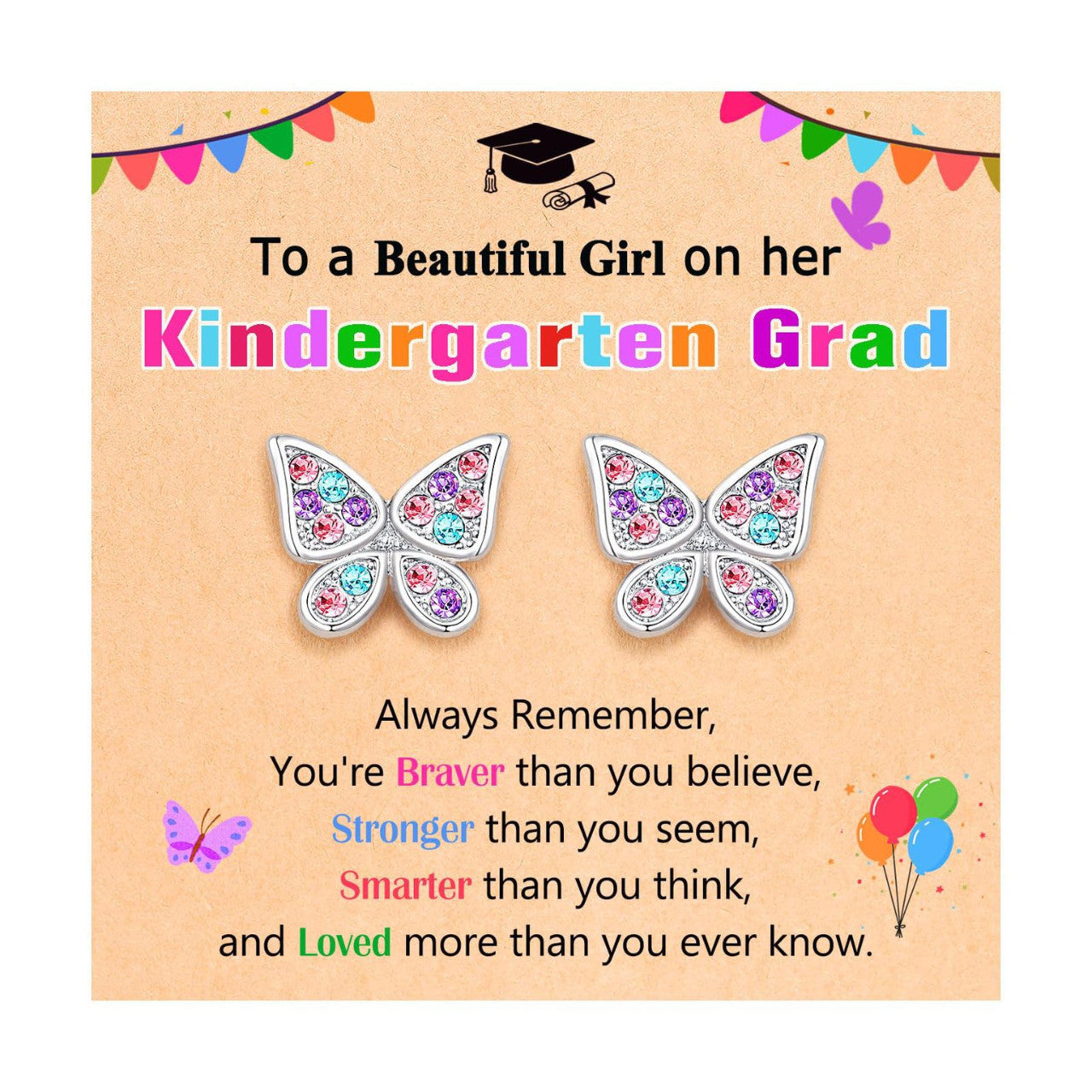 Wholesale Butterfly  Colorful Gemstone Earrings