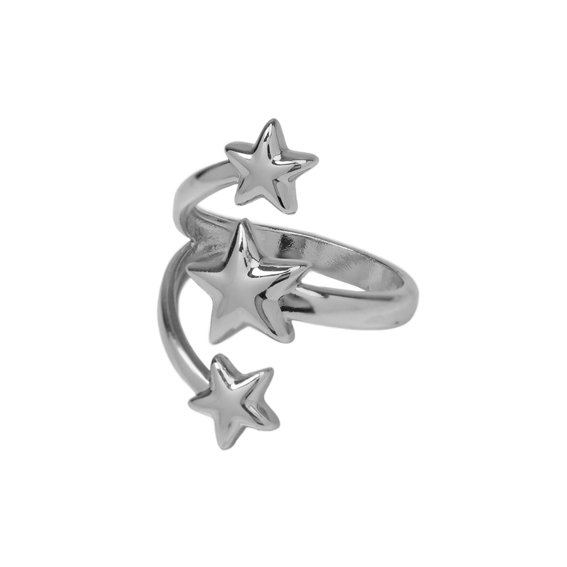 Wholesale High-End Brass Color-Preserving Glossy Large and Small Love Heart-Shaped Star Flower-Shaped Fashion Open Ring