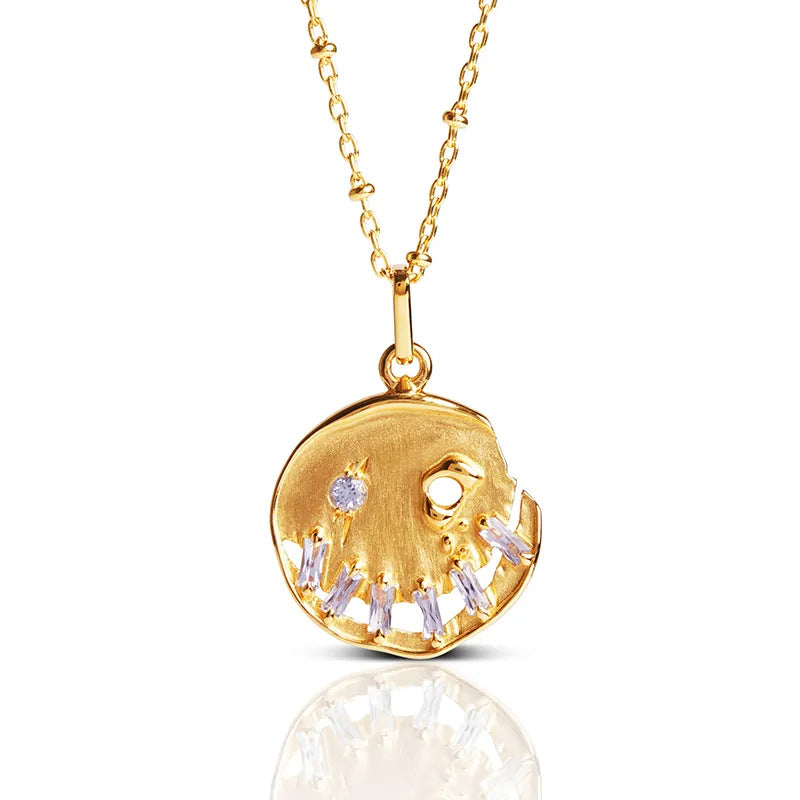 Wholesale  light luxury smile pumpkin inlaid zircon 12 birthstone necklace
