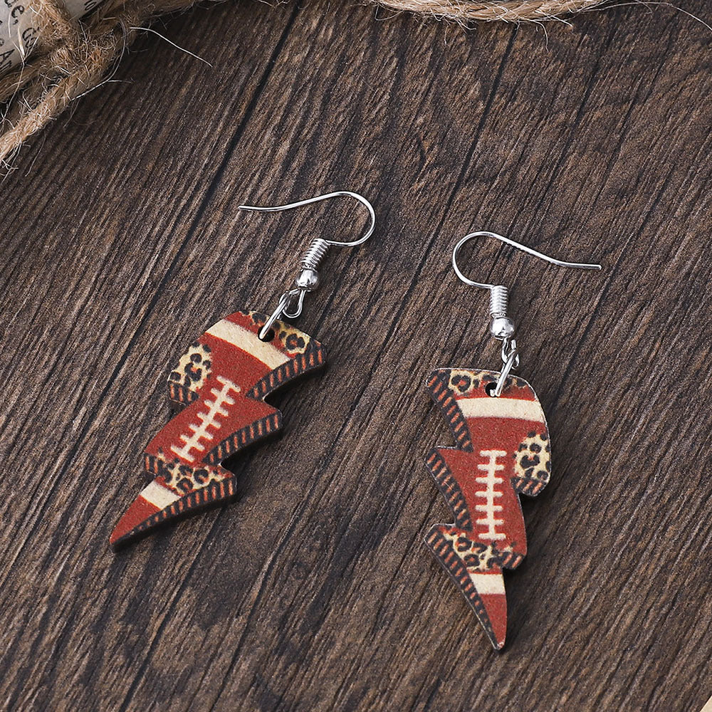 Wholesale Double Sided Wooden Sport Leopard Earrings