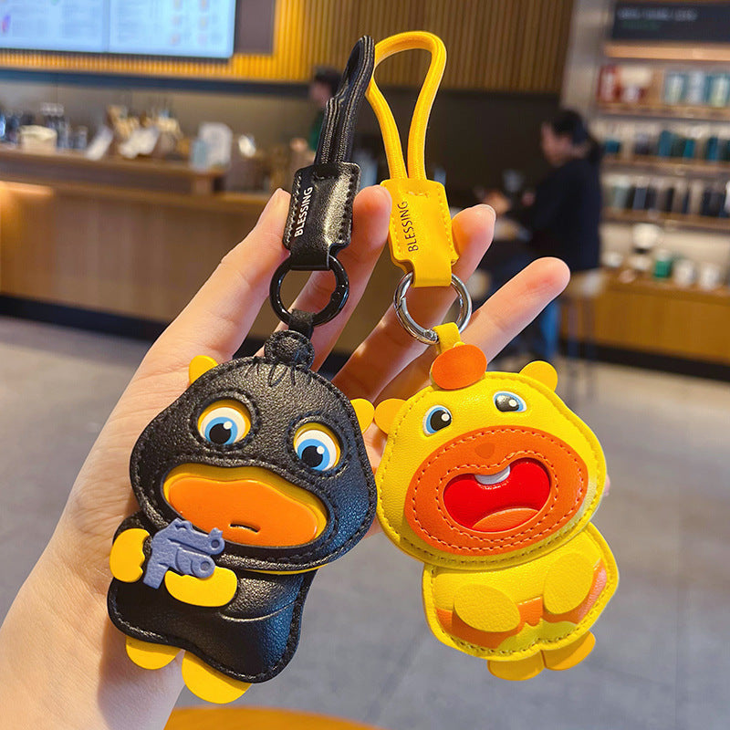 Wholesale Stylish PU Leather Capybara Plush Keychain Cute Car Bag Charm Yellow Boutique Resale
