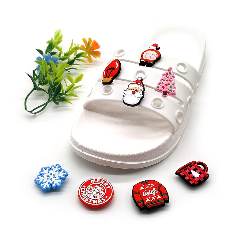 Wholesale Random 100pcs Cute Cartoon Christmas PVC Soft Rubber Shoe Buckle Decoration ACC-SC-YiBang006