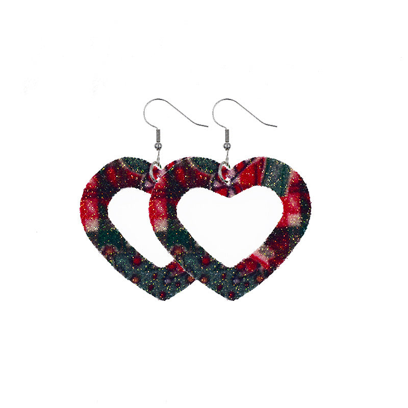 Wholesale Double Layer Love Pendant Leather Valentine's Day Earrings