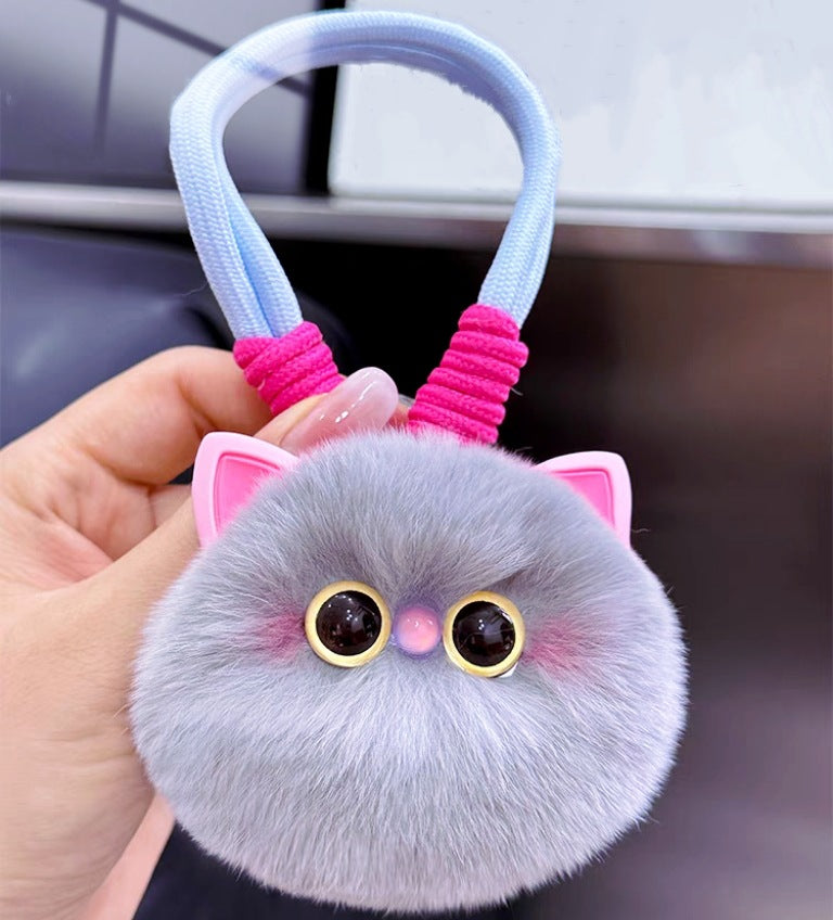 Wholesale Cute Rex Rabbit Hair Hand Rope Cat Keychains