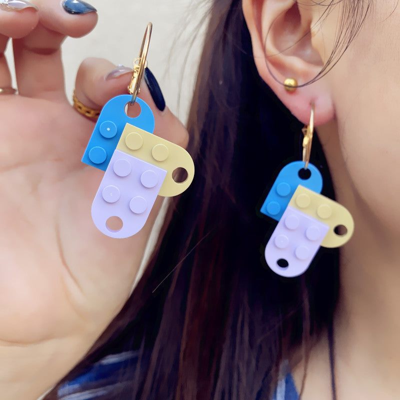Wholesale  Creative Splicing Geometric Earrings
