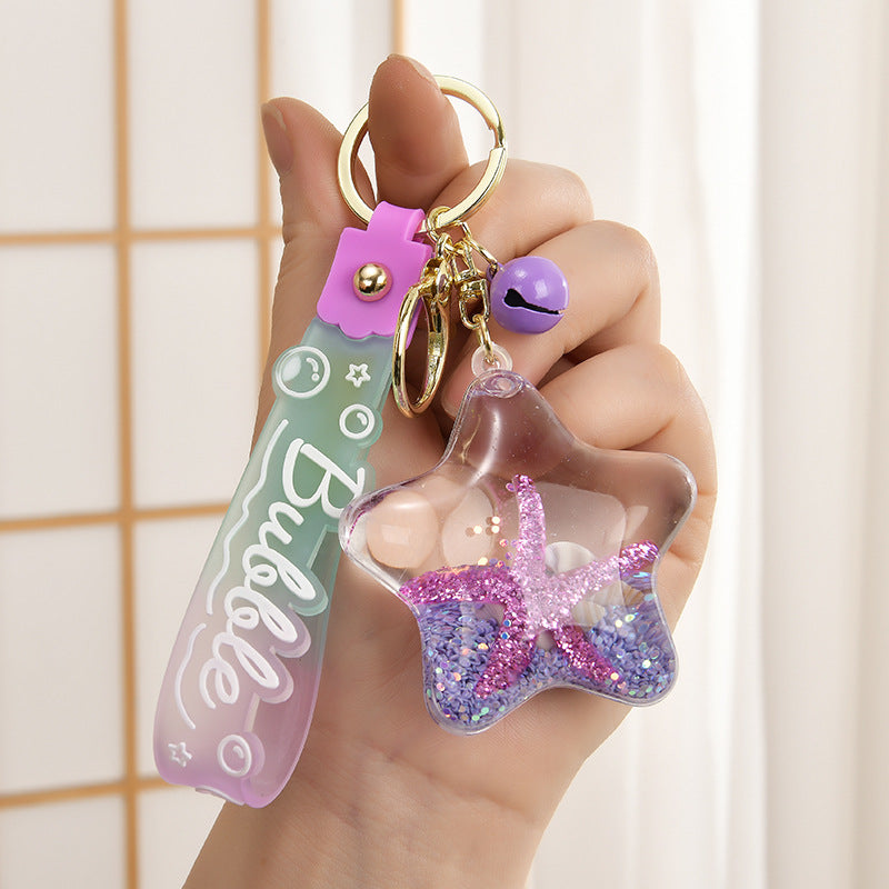 Wholesale quicksand star conch creative keychain
