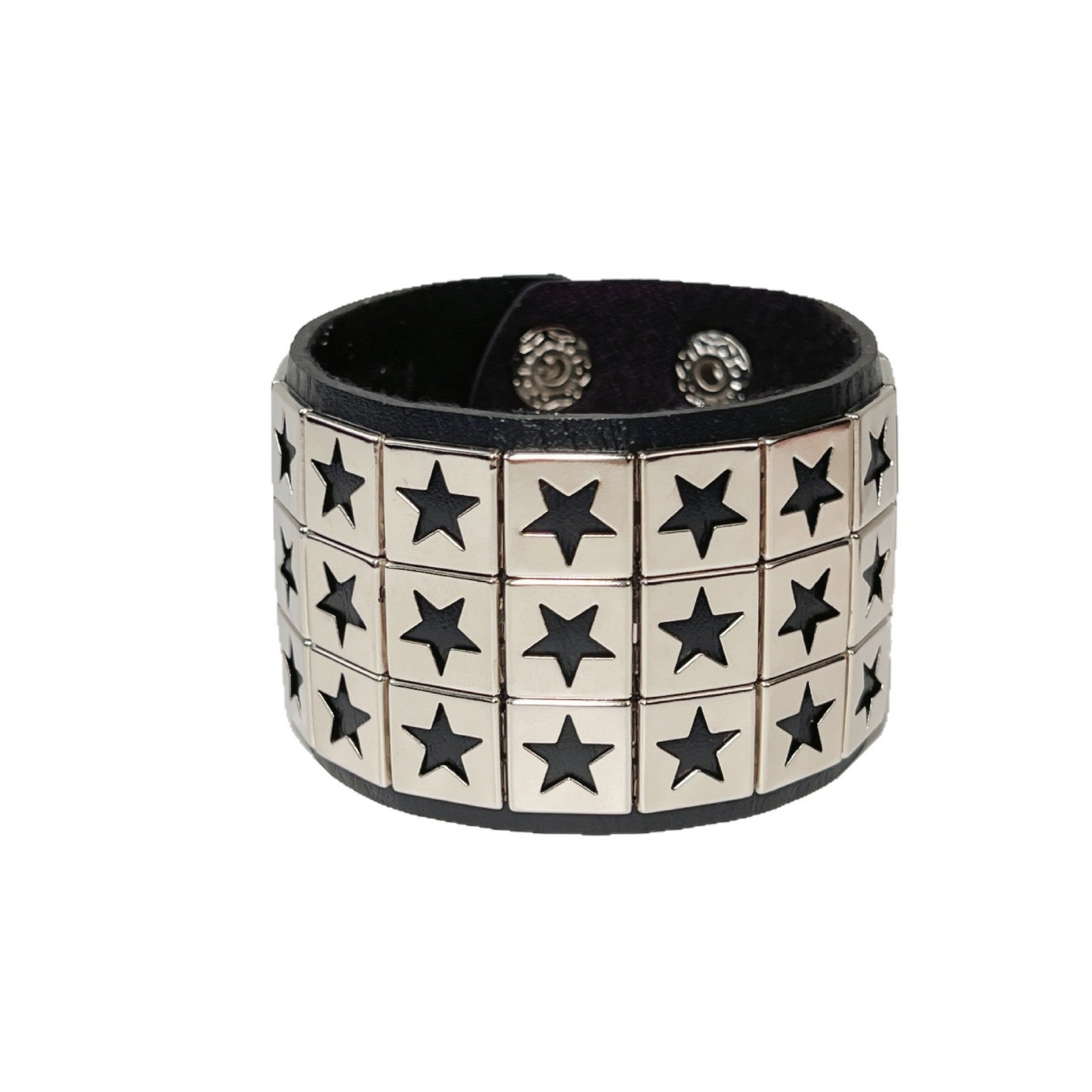 Wholesale Punk Style Leather Bracelet with Five-Pointed Star Rivet for Couples Men' s Fashion Accessory