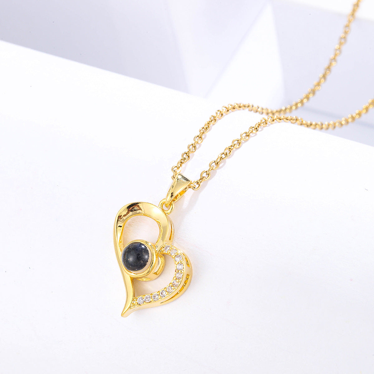 Wholesale silver Gold Titanium Steel Moon Necklace