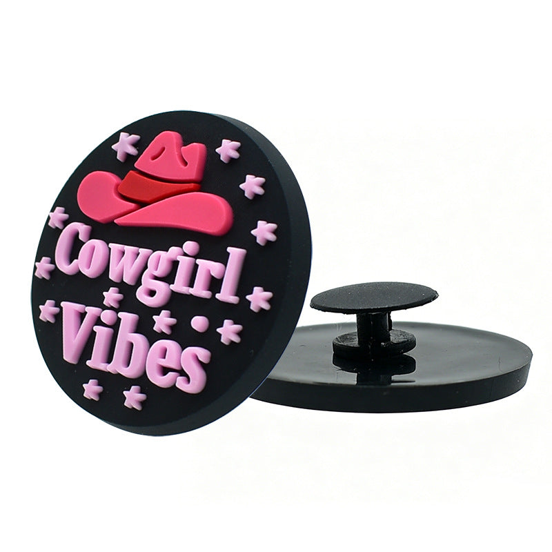 Wholesale Chic Pink Cowgirl Shoe Charms PVC Soft Rubber DIY Garden Shoe Decor