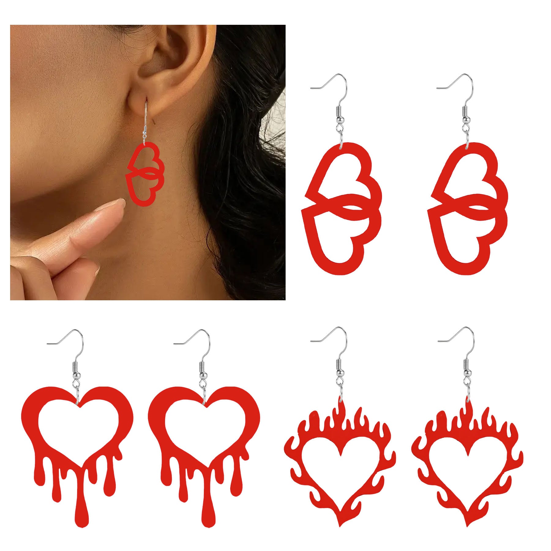 Wholesale Valentine's Day Heart Acrylic Earrings