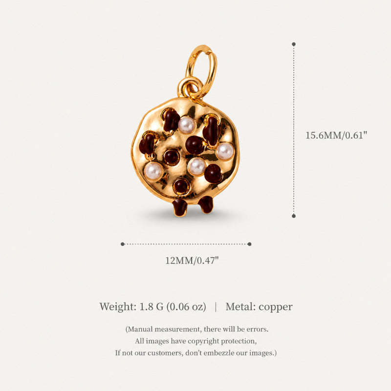 Wholesale Trendy Korean Style Fruit Dessert Pendant Charms Donut Pizza Cake Design Plated Copper DIY Jewelry Accessory For Bracelet Necklace Making Gift Boutique Resale