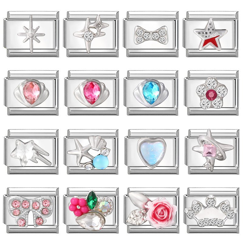 Wholesale  9mm Italian Charm Starter Bracelets DIY square Single Section Creative Stainless Steel Composable Bracelet
