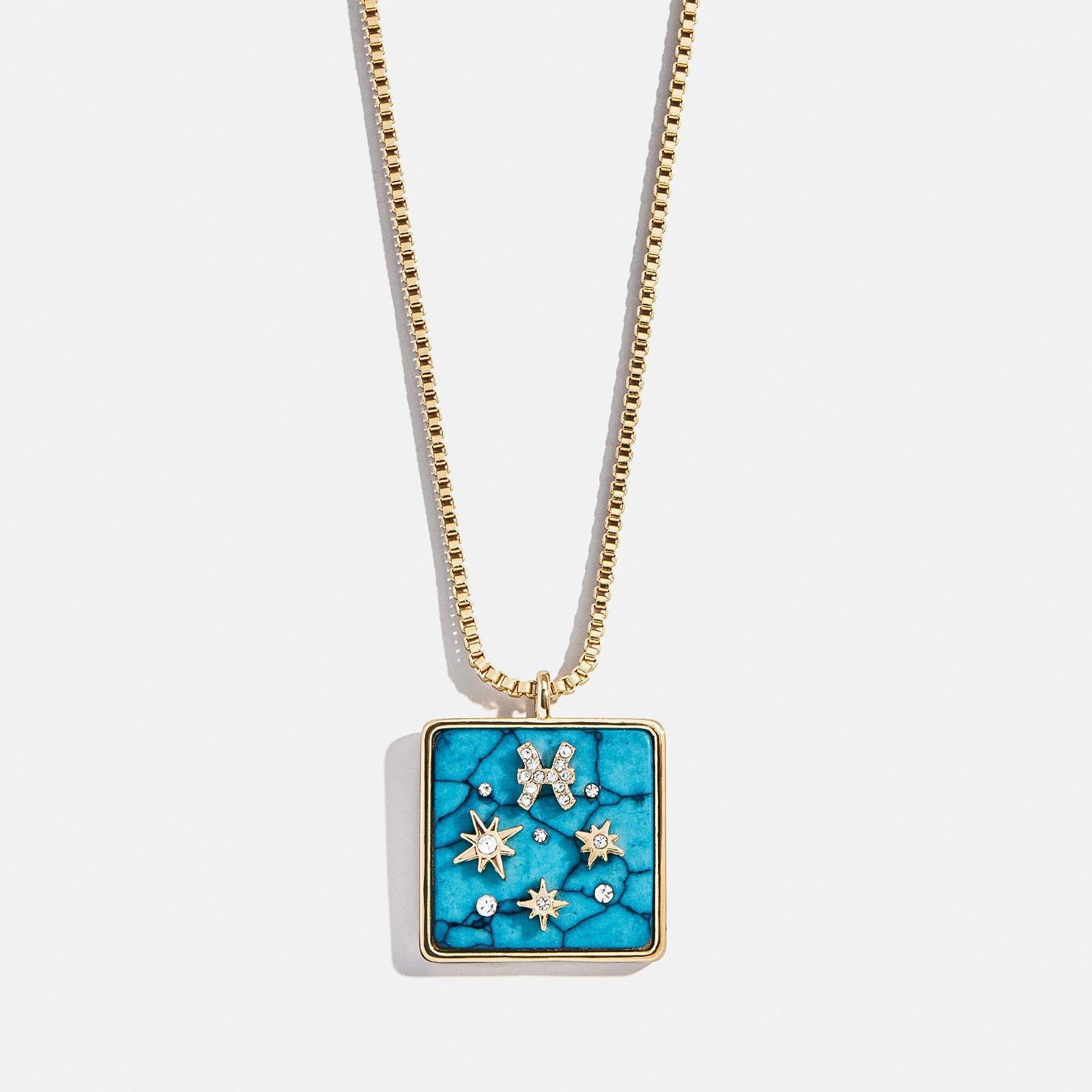 Wholesale Blue Turquoise Zodiac Enamel Stainless Steel Necklace