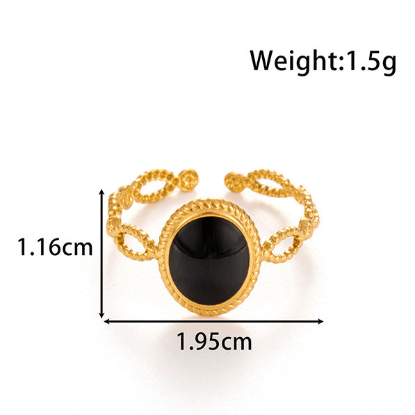 Wholesale  Titanium Steel Oil Dropping Geometric Light Luxury Opening Adjustable Ring