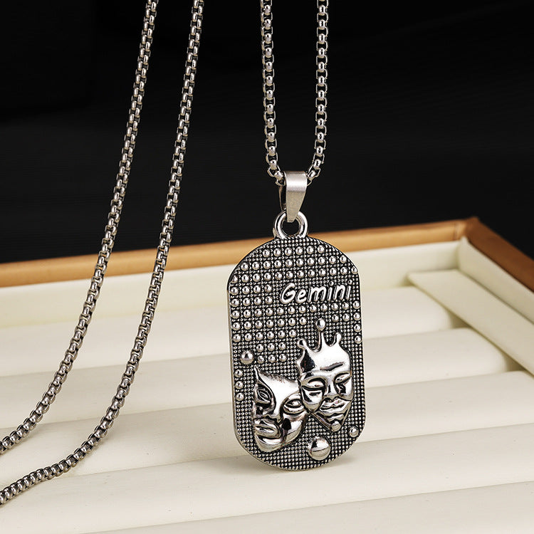 Wholesale Titanium Steel 12 Constellation Necklace  Personality All-match Retro Necklaces