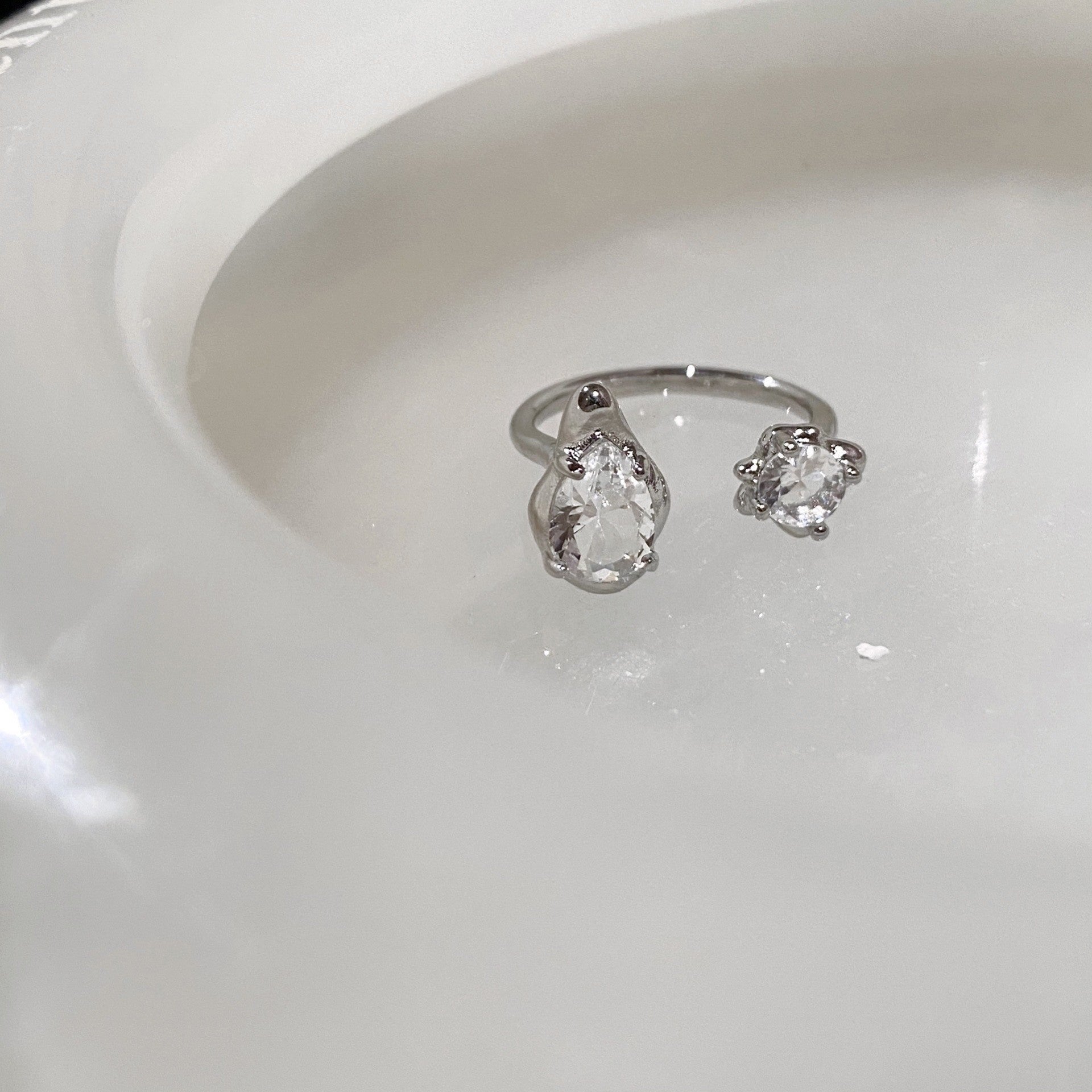 Wholesale Full Diamond Stacking Cherry Blossom Pink Love Zircon Ring Open Adjustment Ring ACC-RS-YaoFeng006