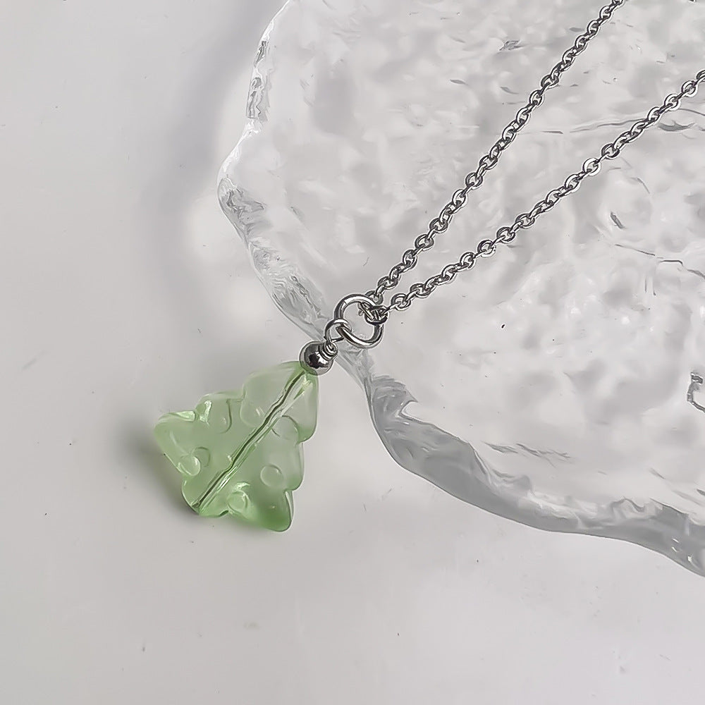 Wholesale Colorful Glass Tree Pendant Stainless Steel Necklaces ACC-NE-Youbi010