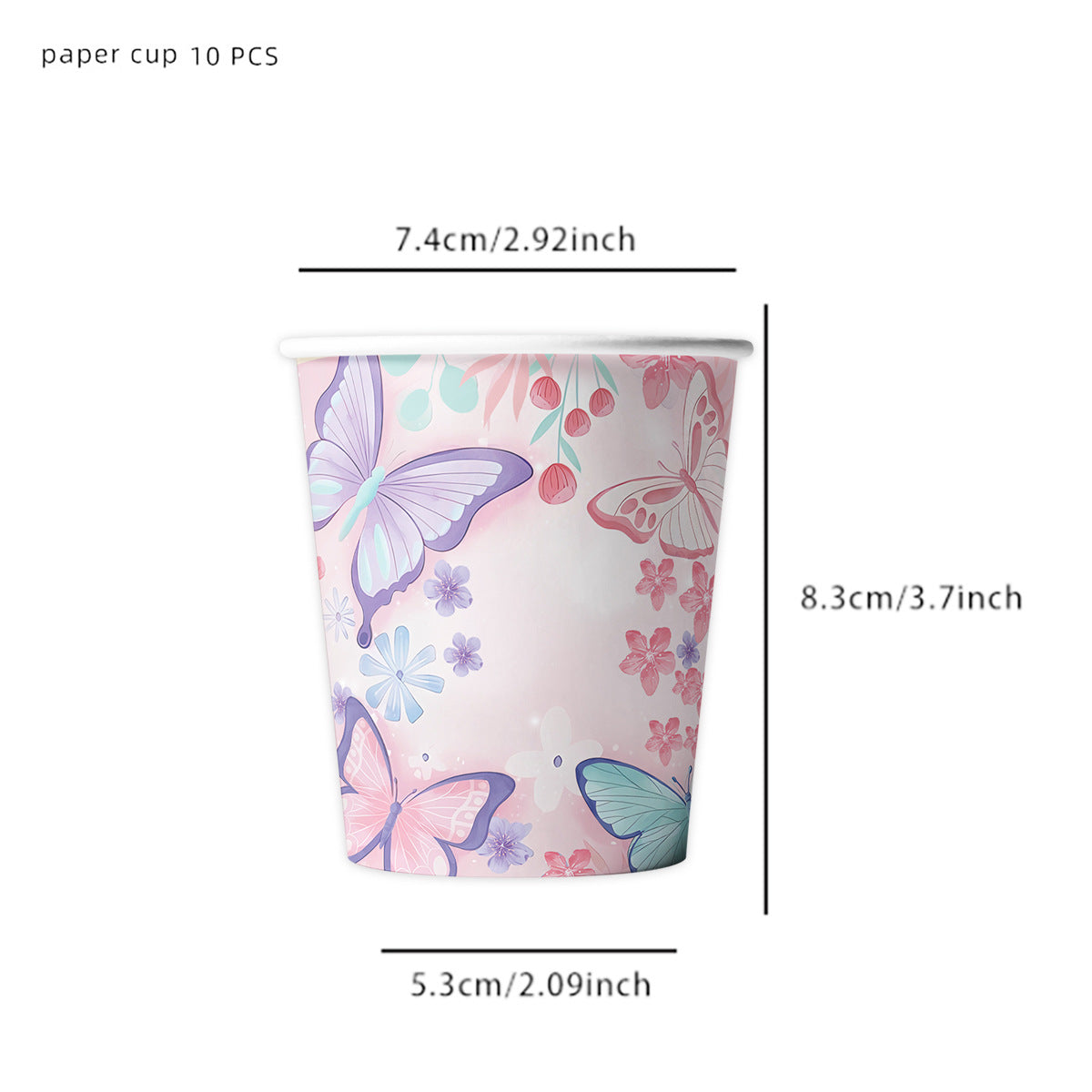 Wholesale Pink Butterfly Birthday Disposable Tableware Paper Plate Set Knife Fork Spoon Party Decoration Theme Paper