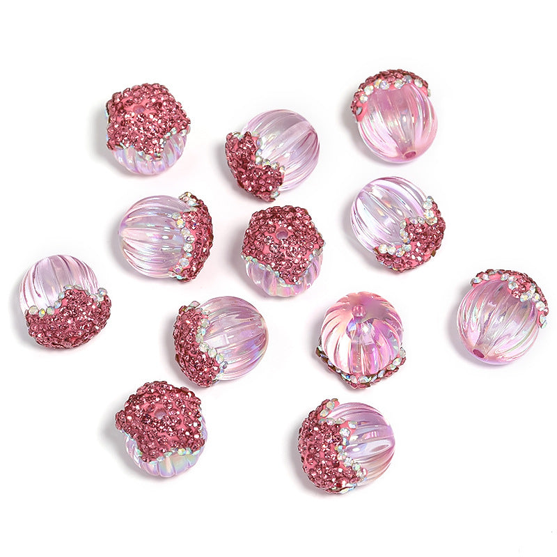 Wholesale 20pcs Heavy Rhinestone Acrylic Pumpkin Beads Pine Cone Ball Beaded Diy Accessories ACC-BDS-BLG095