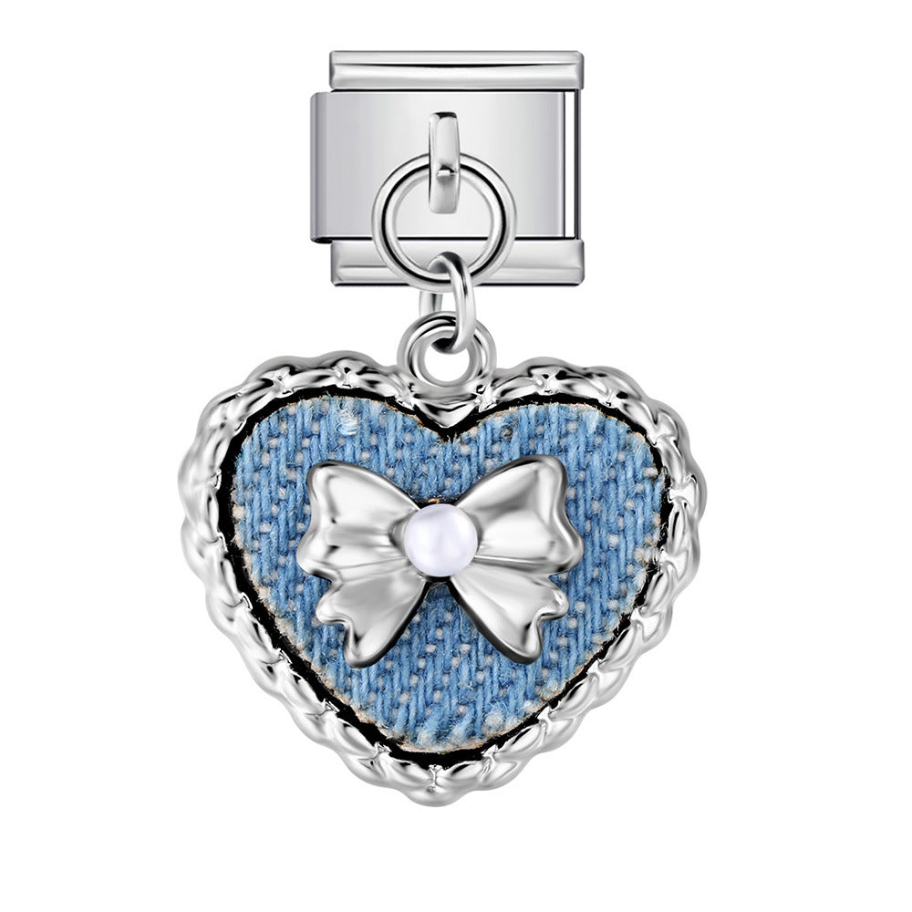 Wholesale  Italian Charm Bracelet 9mm DIY blue-black pendant Creative Stainless Steel Composable Bracelet