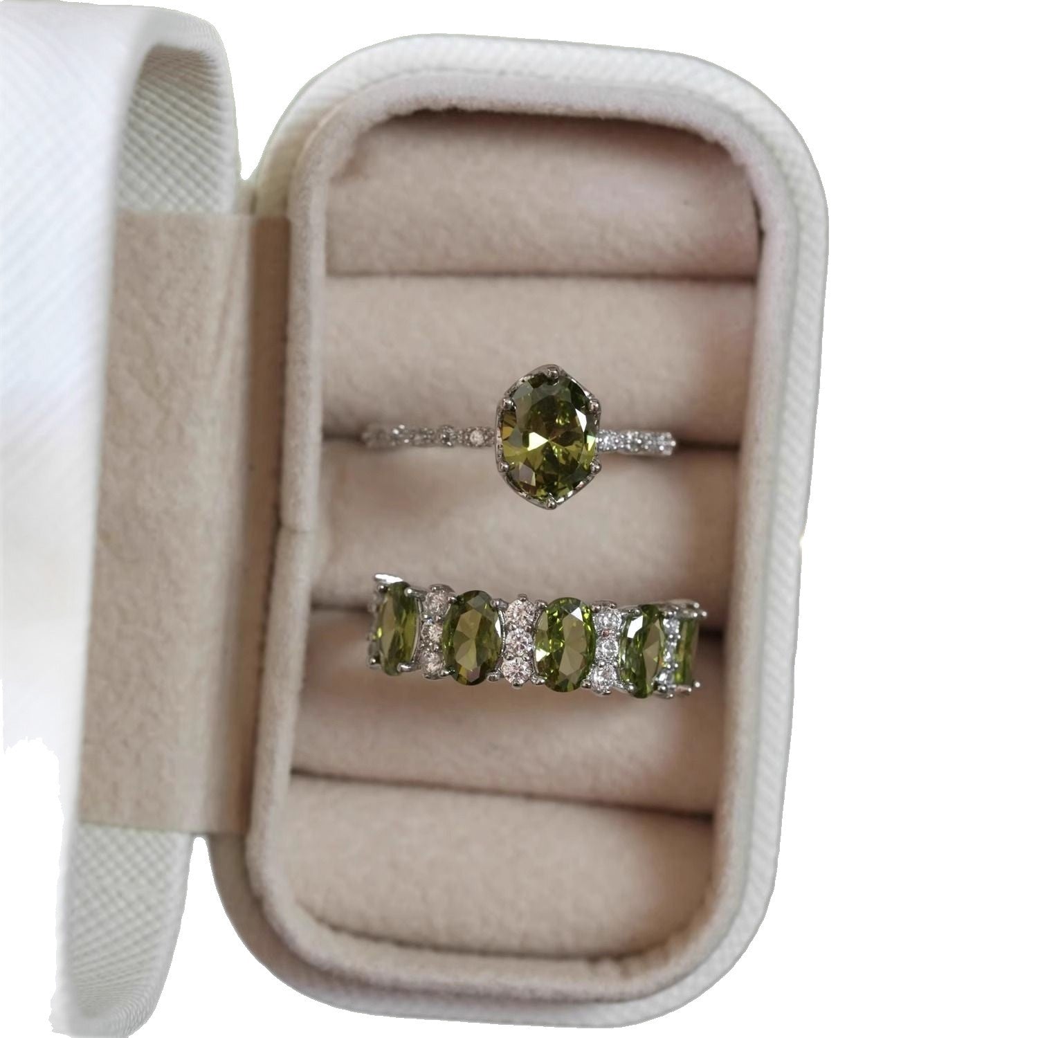 Wholesale Adjustable Olive Green Open Ring Retro Style Jewelry Accessory For Everyday Gift Boutique