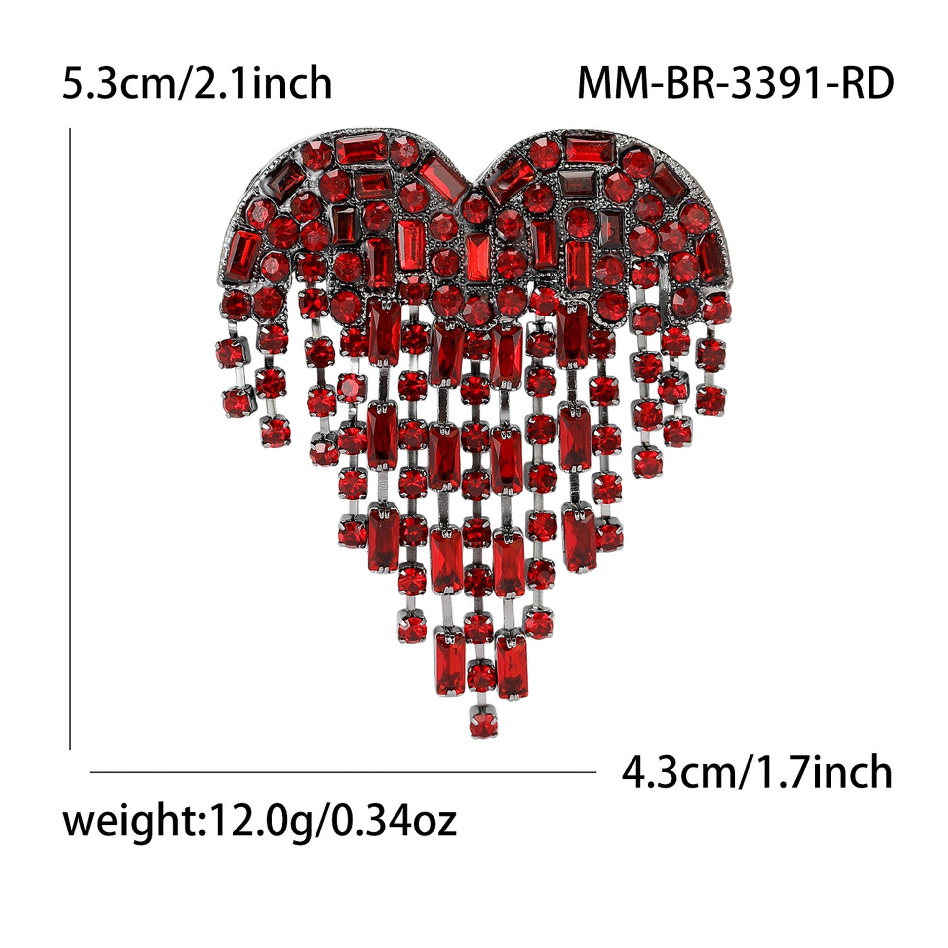 Wholesale Gun Black Red Alloy Heart Tassel Brooch Trendy Women S Fashion Accessory Pin For Resale