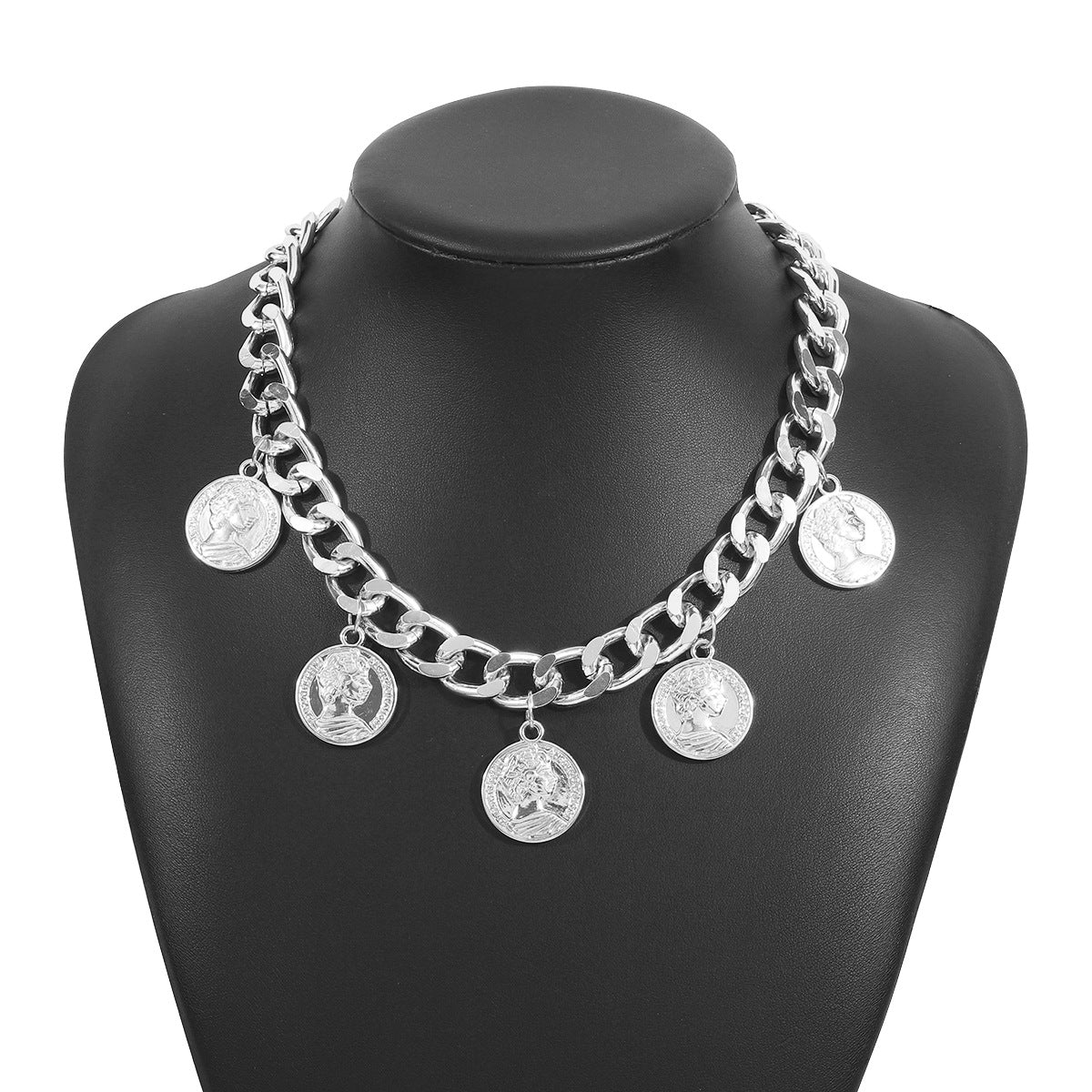 Wholesale  retro metal coin pendant tassel necklace